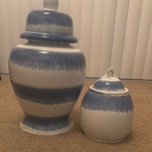 Blue and White Ceramic Jar Set